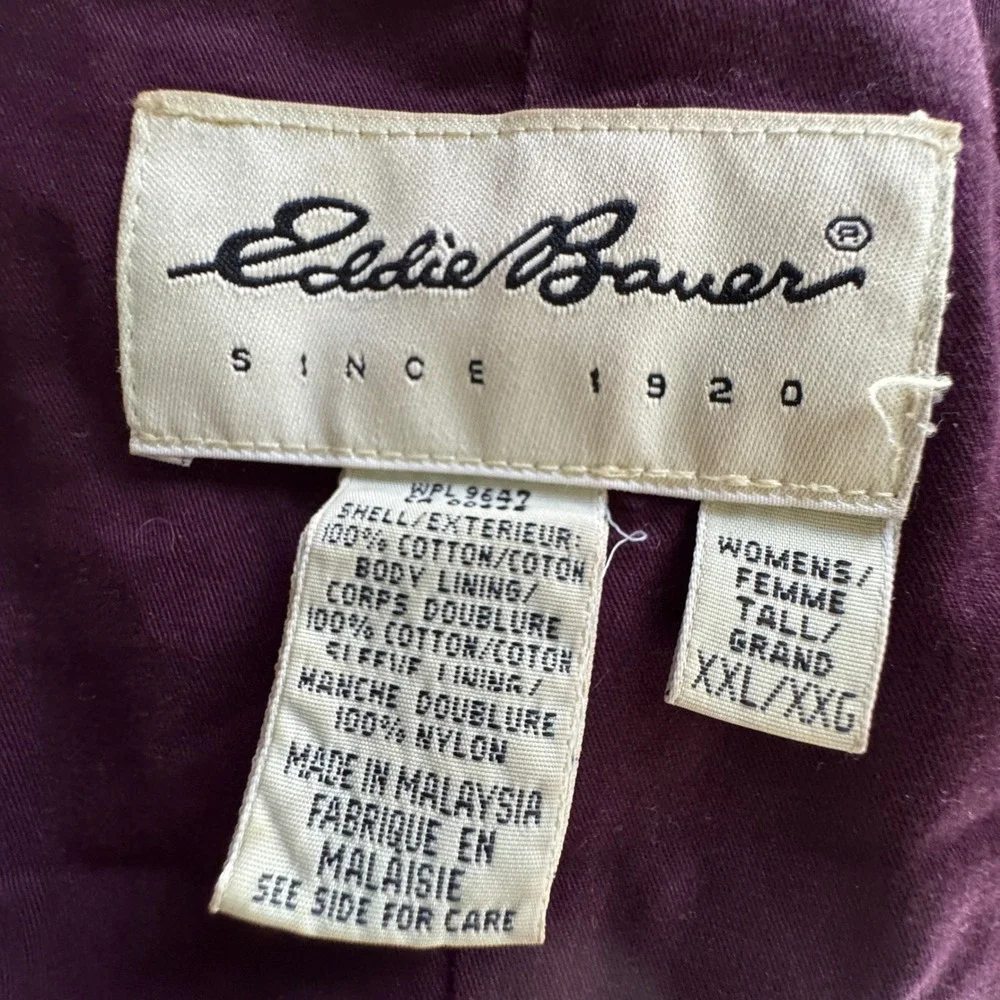 Eddie Bauer Women Vintage Corduroy Chore Jacket Button Coat Size XXL Tall Purple